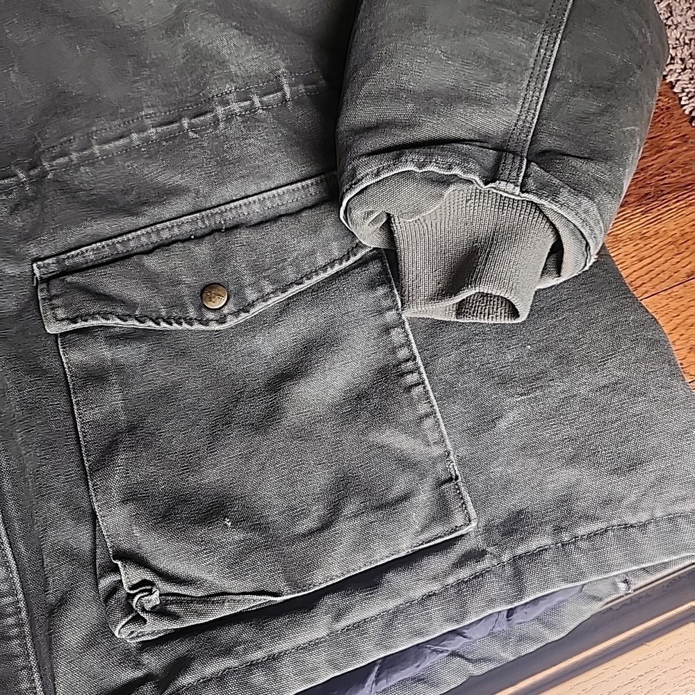 Vtg Carhartt Thrashed Moss Green Field Coat Men 3XL Work Grunge Industrial Grit - Picture 4 of 16